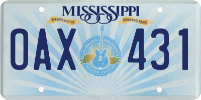 MS license plate OAX431
