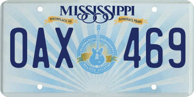 MS license plate OAX469