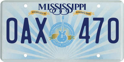 MS license plate OAX470