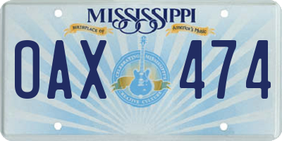 MS license plate OAX474