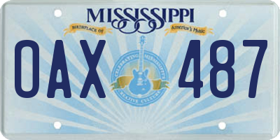 MS license plate OAX487
