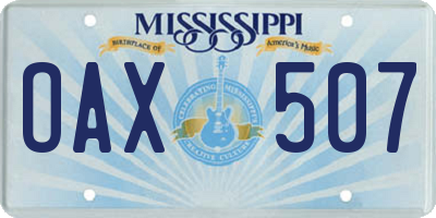 MS license plate OAX507
