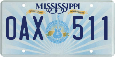 MS license plate OAX511