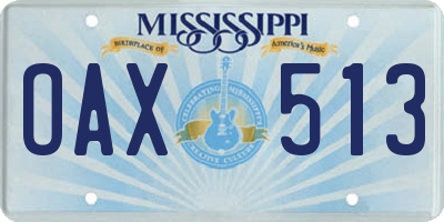 MS license plate OAX513