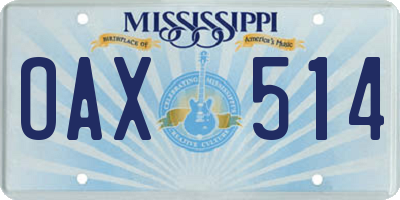 MS license plate OAX514