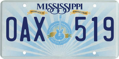 MS license plate OAX519