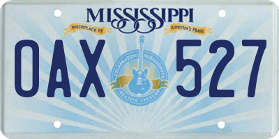 MS license plate OAX527