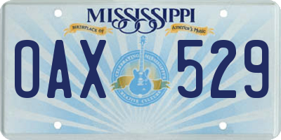 MS license plate OAX529