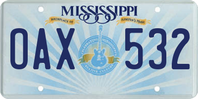 MS license plate OAX532