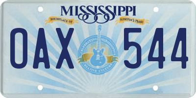 MS license plate OAX544