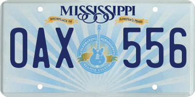 MS license plate OAX556