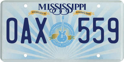 MS license plate OAX559