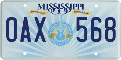 MS license plate OAX568