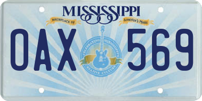 MS license plate OAX569