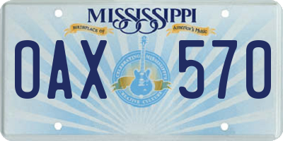 MS license plate OAX570