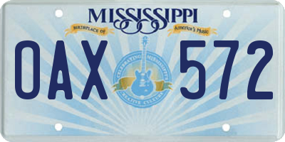 MS license plate OAX572