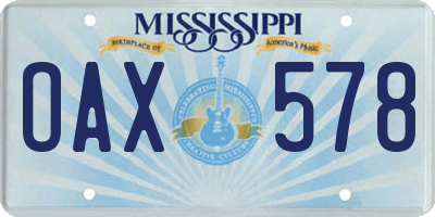 MS license plate OAX578