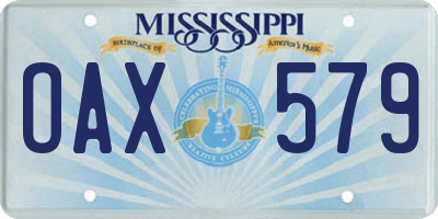 MS license plate OAX579