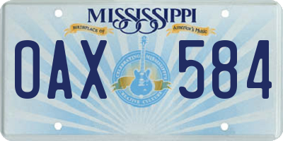 MS license plate OAX584