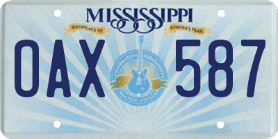 MS license plate OAX587