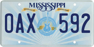 MS license plate OAX592