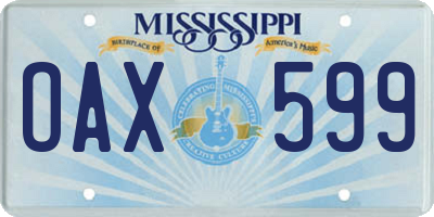 MS license plate OAX599