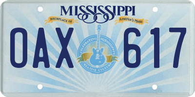 MS license plate OAX617