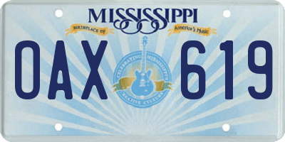 MS license plate OAX619