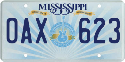 MS license plate OAX623