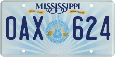 MS license plate OAX624