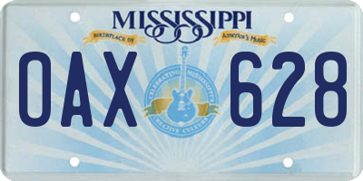 MS license plate OAX628