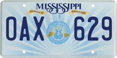 MS license plate OAX629
