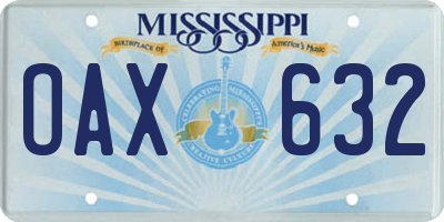 MS license plate OAX632