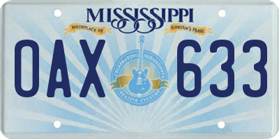 MS license plate OAX633
