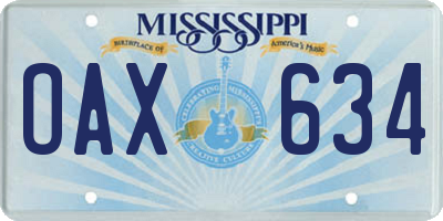 MS license plate OAX634