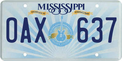 MS license plate OAX637