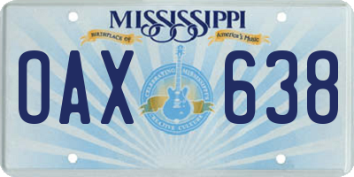 MS license plate OAX638