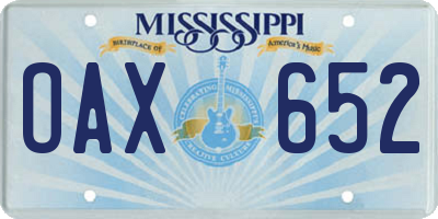 MS license plate OAX652