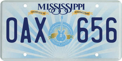 MS license plate OAX656