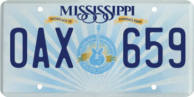 MS license plate OAX659