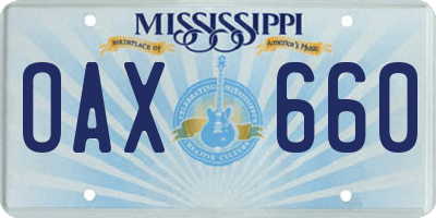 MS license plate OAX660