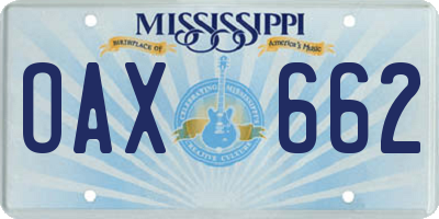 MS license plate OAX662