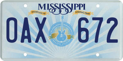 MS license plate OAX672