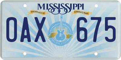 MS license plate OAX675