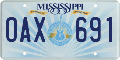 MS license plate OAX691