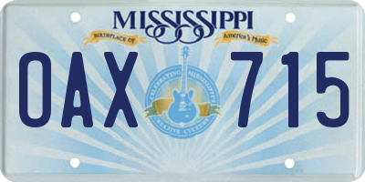 MS license plate OAX715