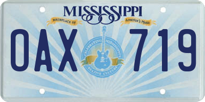 MS license plate OAX719