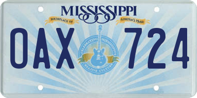 MS license plate OAX724