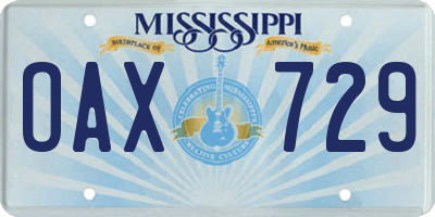 MS license plate OAX729