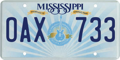 MS license plate OAX733
